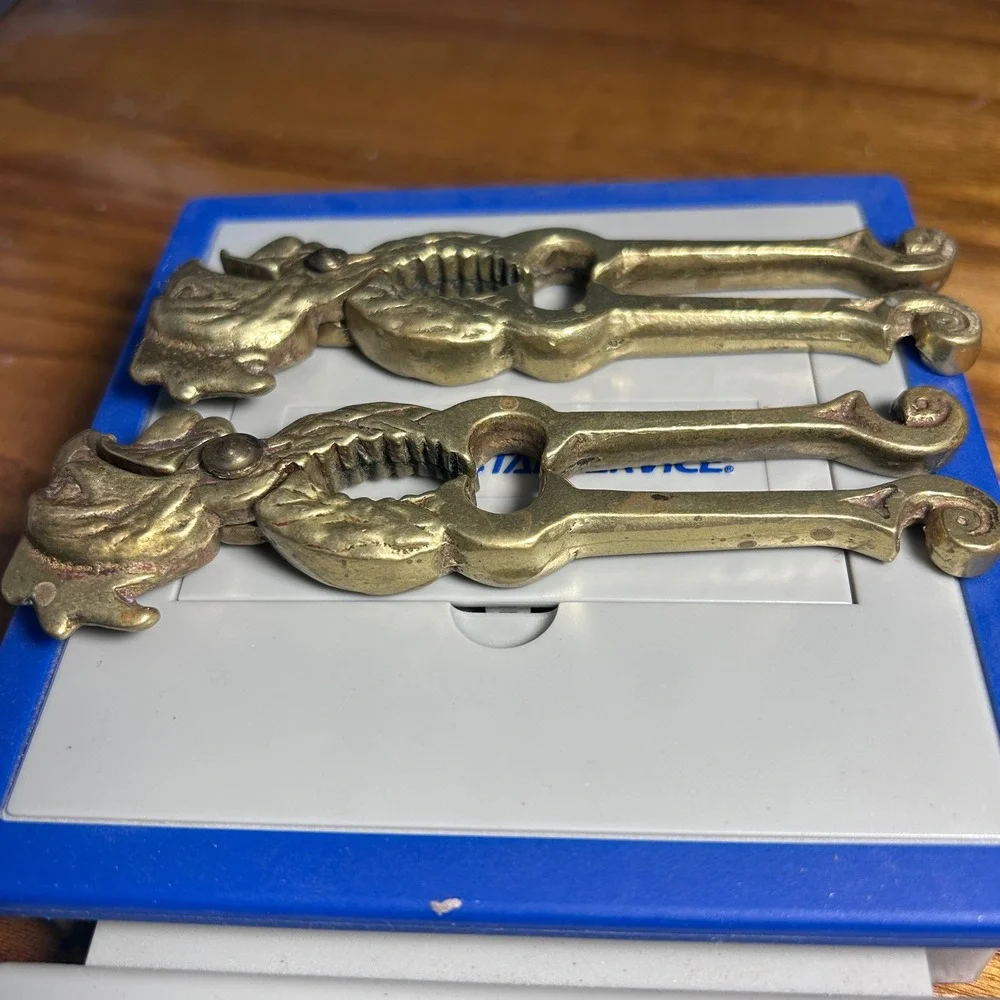 Vtg Lot of 2 Brass Nutcracker‎ Chicken rooster Head Bottle Opener Kitchen Tool